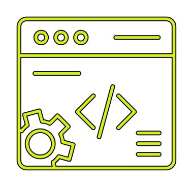 Düz biçimde web geliştirme simgesi. yazılım ve web sitesi sembolleri                           