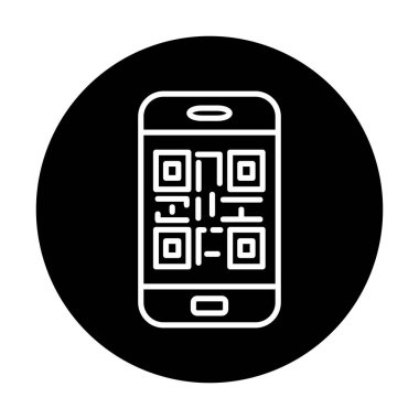 Akıllı telefon ekranındaki qr kodu beyaz arkaplanda izole edilmiş
