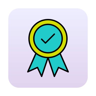 Onaylanmış madalya simgesi, vektör illüstrasyonu.