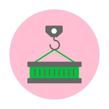 Girder ağ simgesi. Yapı konsepti, vinç kancası, çelik kiriş, vektör çizimi