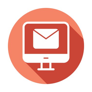 Beyaz arkaplanda bilgisayar e- posta vektör illüstrasyonu