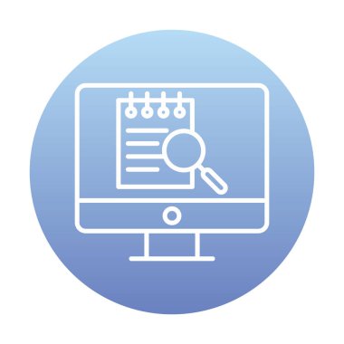 Bilgisayar simgesini ara. Bilgisayar ve büyüteç işareti. Bilgisayar sembol bul. 