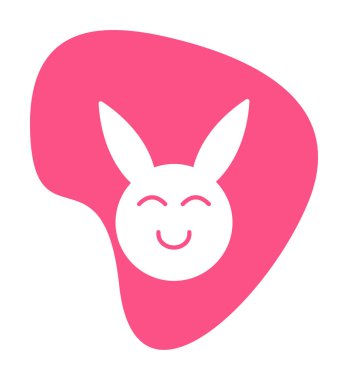 Şirin gülümseyen tavşan ikonu, vektör çizimi 