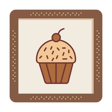 Kek renkli ikon, kek klipsi sanat, vektör illüstrasyonu