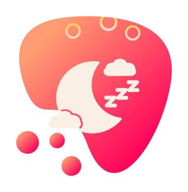 Ay ve bulutlar, gece ikonu vektör çizimi