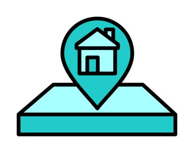 House Location Pin. Ev GPS sembolü, harita işaretleyici