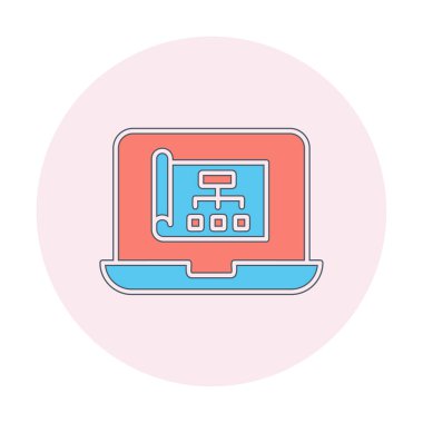 Dizüstü bilgisayar ekranındaki proje web simgesi, vektör illüstrasyonu