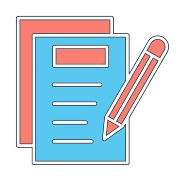 Basit not defteri arayüzü simgesi, vektör illüstrasyonu