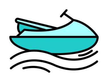 Deniz jeti kayağı ikonu. Web tasarımı için deniz jeti kayağı vektör simgesinin basit çizimi