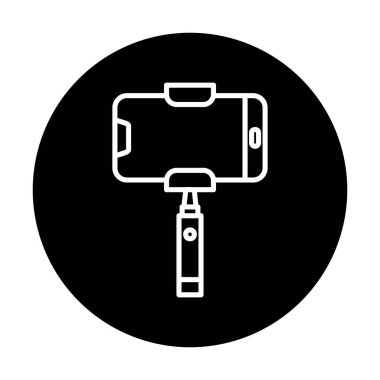 Akıllı telefon web simgesi, vektör illüstrasyonlu selfie çubuğu 