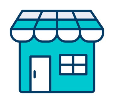 Dükkan cephesi simgesi, vektör illüstrasyonu