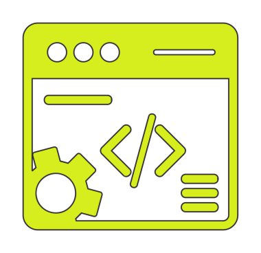 Düz biçimde web geliştirme simgesi. yazılım ve web sitesi sembolleri                           