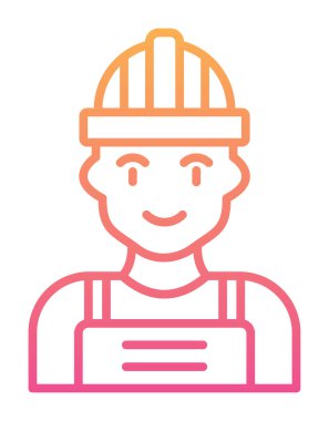 Kask simgesi olan işçiler, vektör illüstrasyonu 