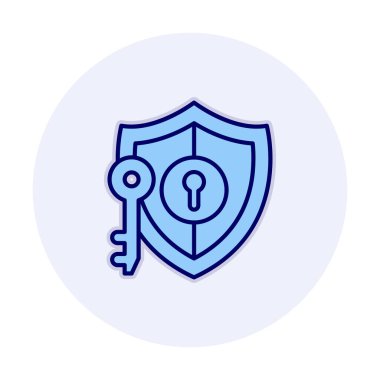 kalkan ve anahtar simgesi, anahtar güvenlik konsepti, vektör illüstrasyonu