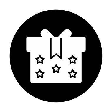 Hediye kutusu simgesi. vektör illüstrasyonu 