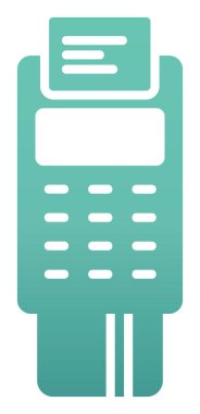 Pos Terminal Düz Simgesi Beyaz Arkaplanda
