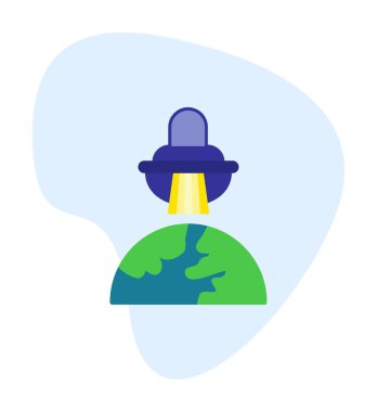 Dünya 'daki Uzay Gemisi simgesi, vektör illüstrasyonu 