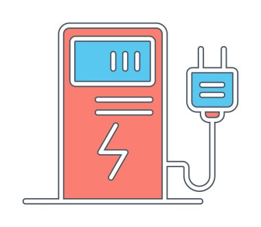 Elektrik Şarj İstasyonu ikon vektör çizimi