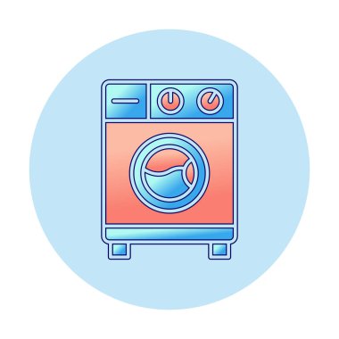 çamaşır makinesi simgesi, vektör illüstrasyonu