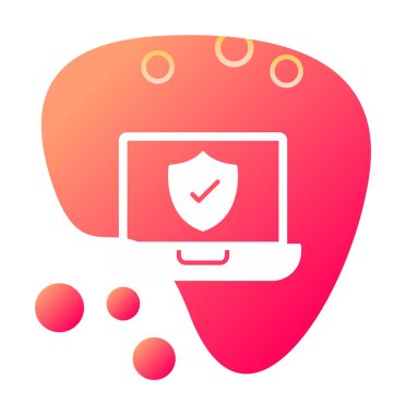 Güvenli dizüstü bilgisayar ikonu vektör çizimi