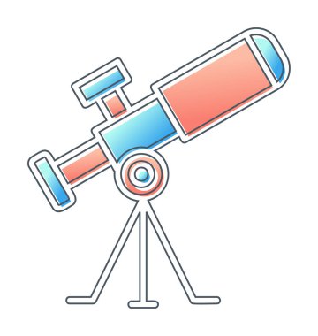 Teleskop düz simgesi. Eğitim ve astronomi elementi, dürbün ve araştırma yıldızları vektör grafikleri