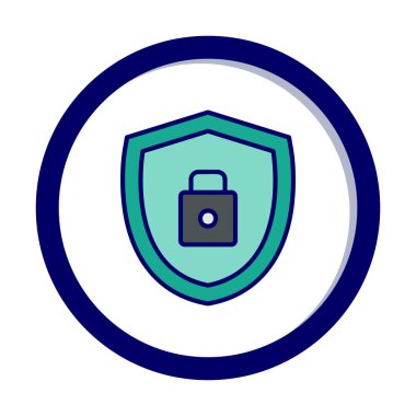 asma kilit simgesi ve vektör illüstrasyonlu kalkan