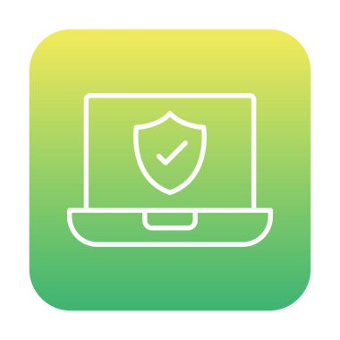 Güvenli dizüstü bilgisayar ikonu vektör çizimi