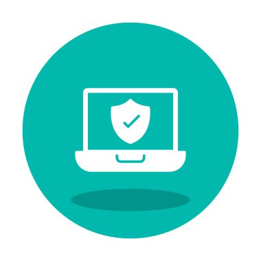 Güvenli dizüstü bilgisayar ikonu vektör çizimi