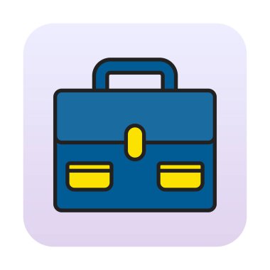 Evrak çantası vektör düz simgesi. İş durumu simgesi, bavul emojisi, vektör illüstrasyonu