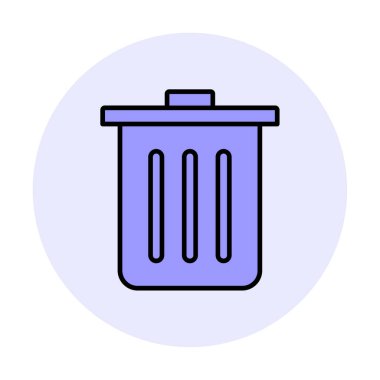 Çöp kutusu simgesi, çöp kutusu simgesi, renkli vektör illüstrasyonu