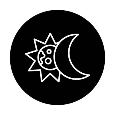 Katı ay ve güneş ikonu. Tutulma, vektör illüstrasyon tasarımı