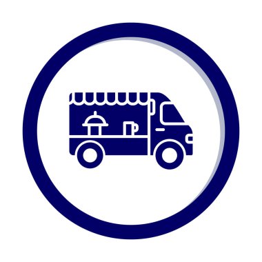 Beyaz arkaplanda yiyecek kamyonu vektör çizimi