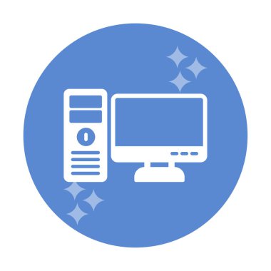 masaüstü bilgisayar simgesi tasarımı, düz işaret, vektör ve illüstrasyon