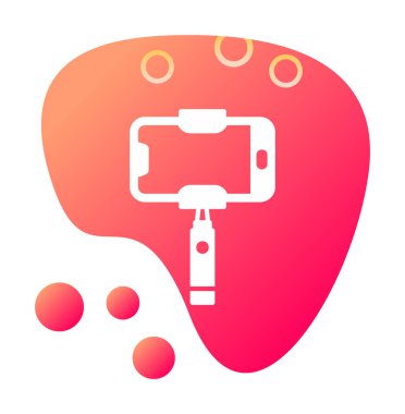 Akıllı telefon web simgesi, vektör illüstrasyonlu selfie çubuğu 