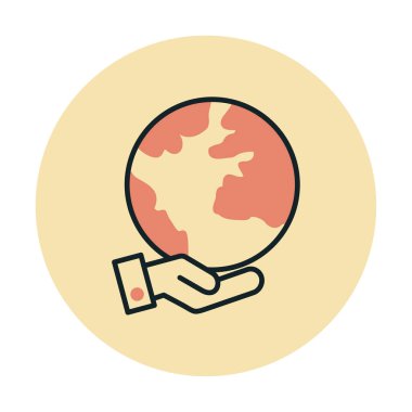 dünya ve el simgesi vektör illüstrasyonu