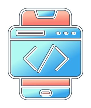 Beyaz arkaplanda akıllı telefon kodlama vektör çizimi