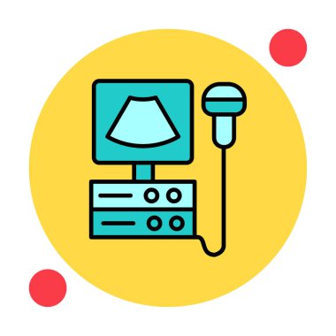 Ultrasound machine. Ultrasound scanner machine isolated object on white background. Medical diagnostic equipment sonography. Vector illustration flat design. Ultrasonic device.