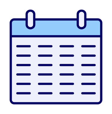 Takvim düzlüğü simgesi, vektör illüstrasyonu 