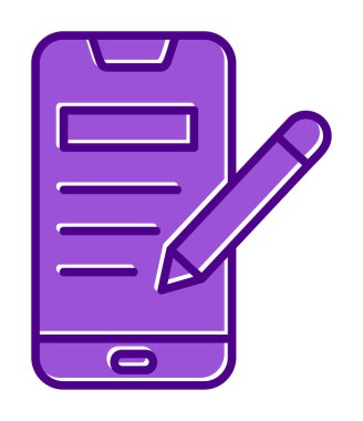 Beyaz arkaplanda not defteri simgesi olan akıllı telefon 