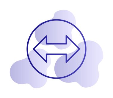 Çift ok sembolü, iki yön, sol, sağ simge, vektör illüstrasyonu