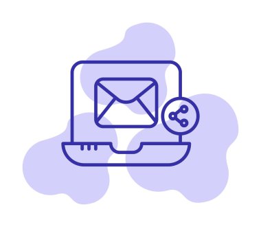 E- posta simgesi olan dizüstü bilgisayar. vektör illüstrasyonu 