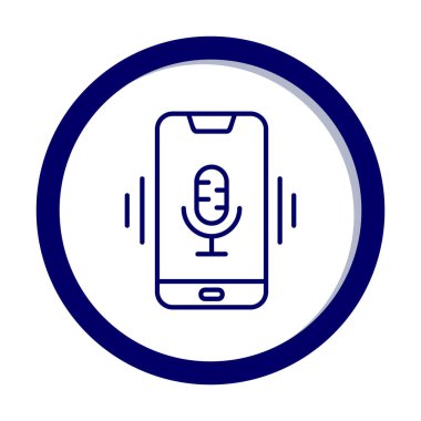 Beyaz arkaplan üzerinde Mobil Ses Yardımcı Vektör çizimi