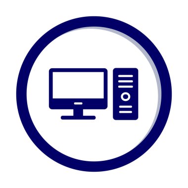 masaüstü bilgisayar simgesi tasarımı, düz işaret, vektör ve illüstrasyon