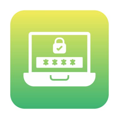 Bilgisayar ekranında parola. Web simgesi basit illüstrasyon