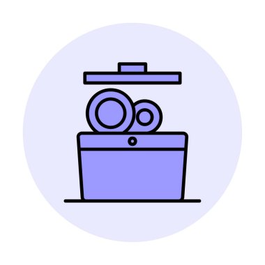 Moda stili izole edilmiş arkaplanda bulaşık makinesi simgesi