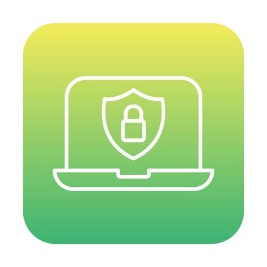 Veri Güvenlik simgesi, kalkan ve asma kilitli dizüstü bilgisayar, vektör illüstrasyonu