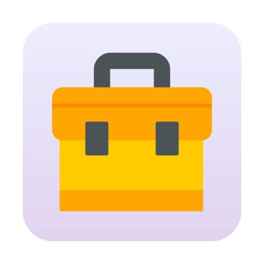 Evrak çantası vektör düz simgesi. İş durumu simgesi, bavul emojisi, vektör illüstrasyonu