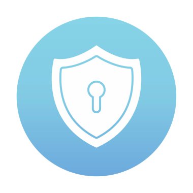 Anahtar deliği düz simgesi olan kalkan, vektör illüstrasyonu