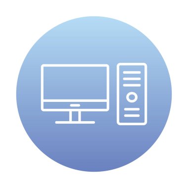 masaüstü bilgisayar simgesi tasarımı, düz işaret, vektör ve illüstrasyon