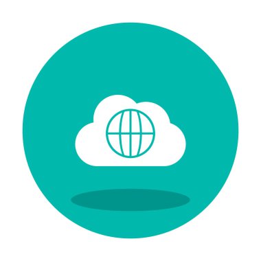 Dünya Bulutu web servisi. Bulut Hesaplama Simgesi. Basit kabartma biçimi.